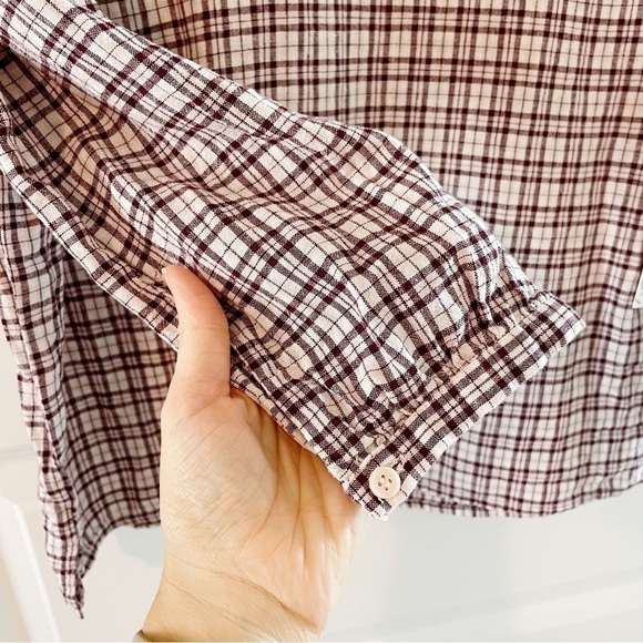New Treasure & Bond Nordstrom Linen Blend Blouse in Wickwillow Plaid - Picture 4 of 9